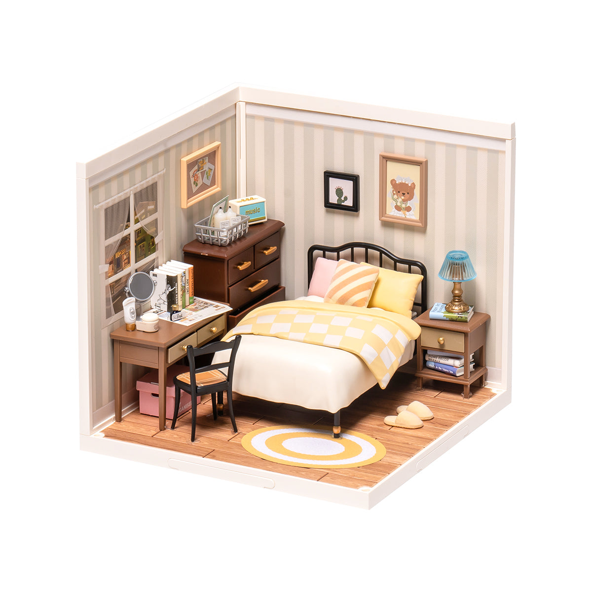 Bed - Miniatuur Huismeubilair | Speelgoedtent, voor Pluche Bed - Miniatuur Huismeubilair | Speelgoedtent, voor Pluche