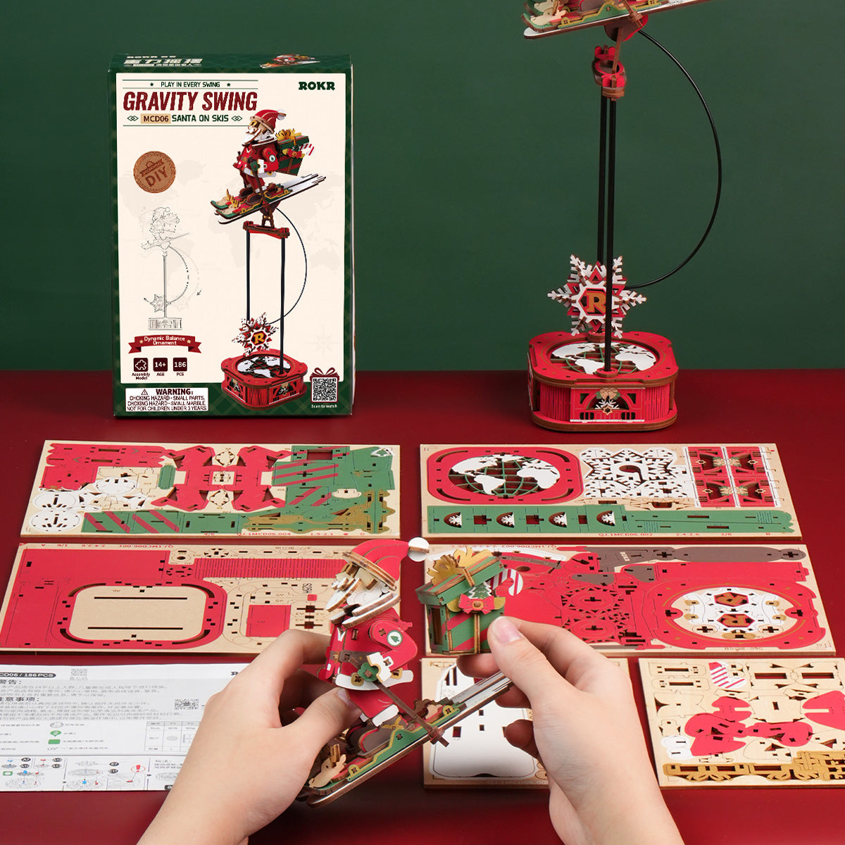 ROKR Santa on Skis Pendulum Balance Toy 3D Puzzle MCD06