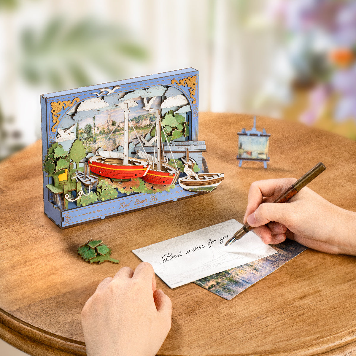 Rowood Rote Boote Wandkunst 3D-Holzpuzzle TH004