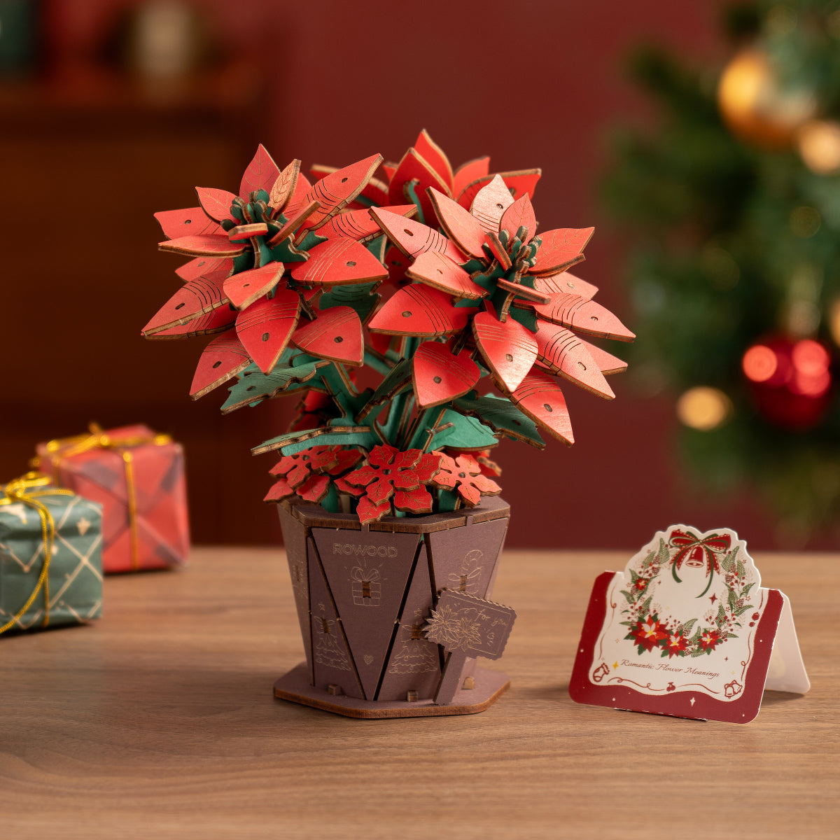 Rowood Poinsettia DIY Flower Bouquet 3D Wooden Puzzle TF001