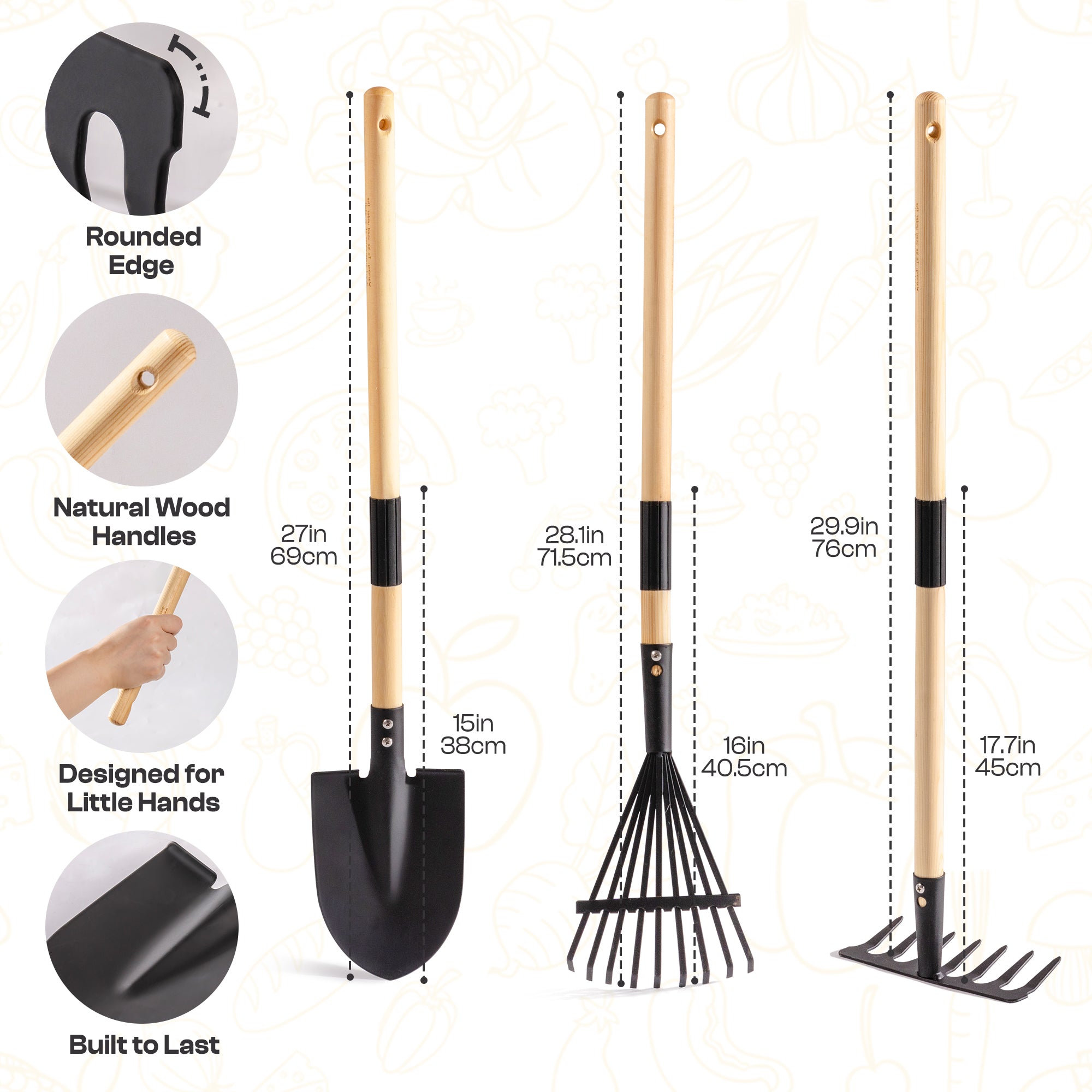 ROBUD Kids Wheelbarrow with Gardening Set	