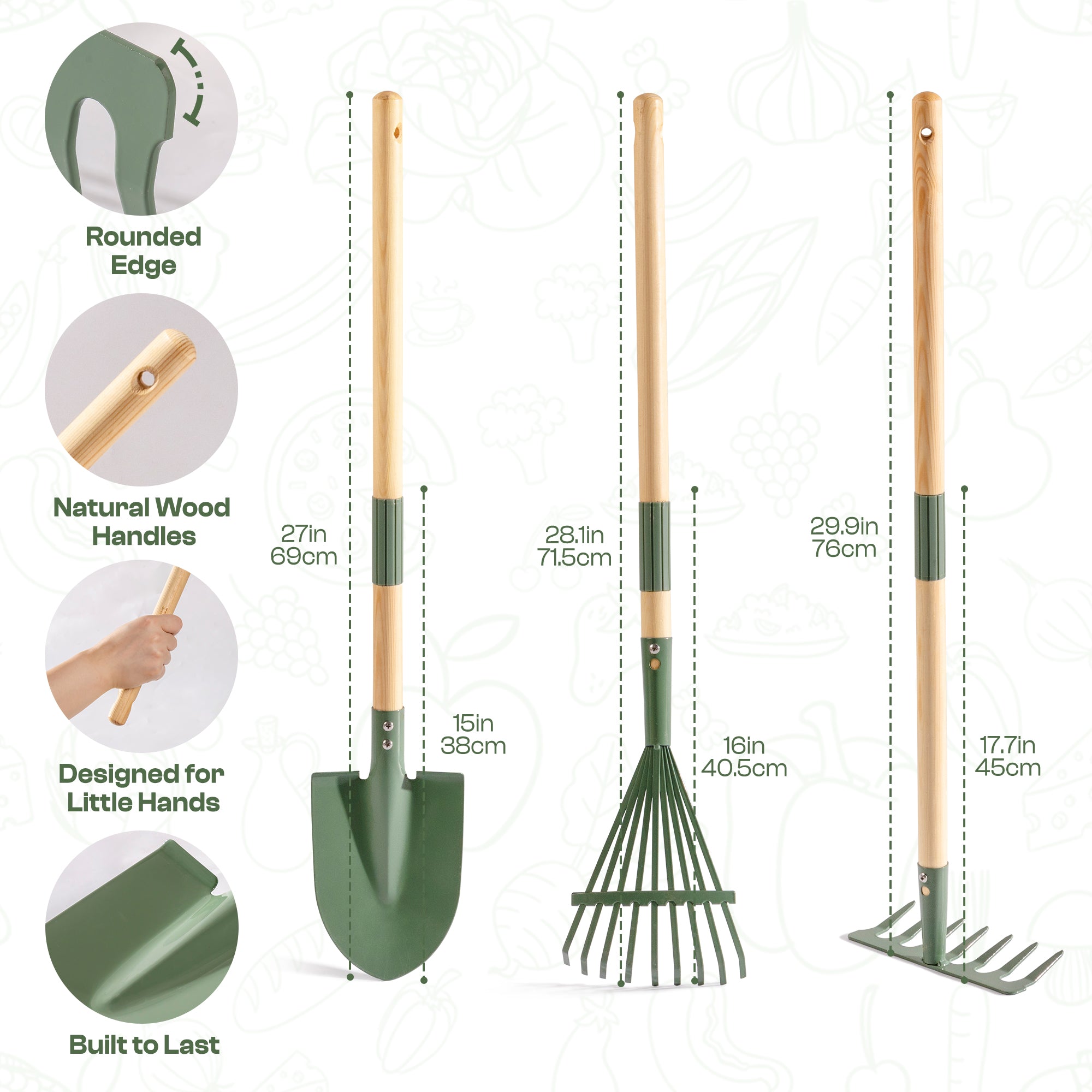 ROBUD Kids Wheelbarrow with Gardening Set	
