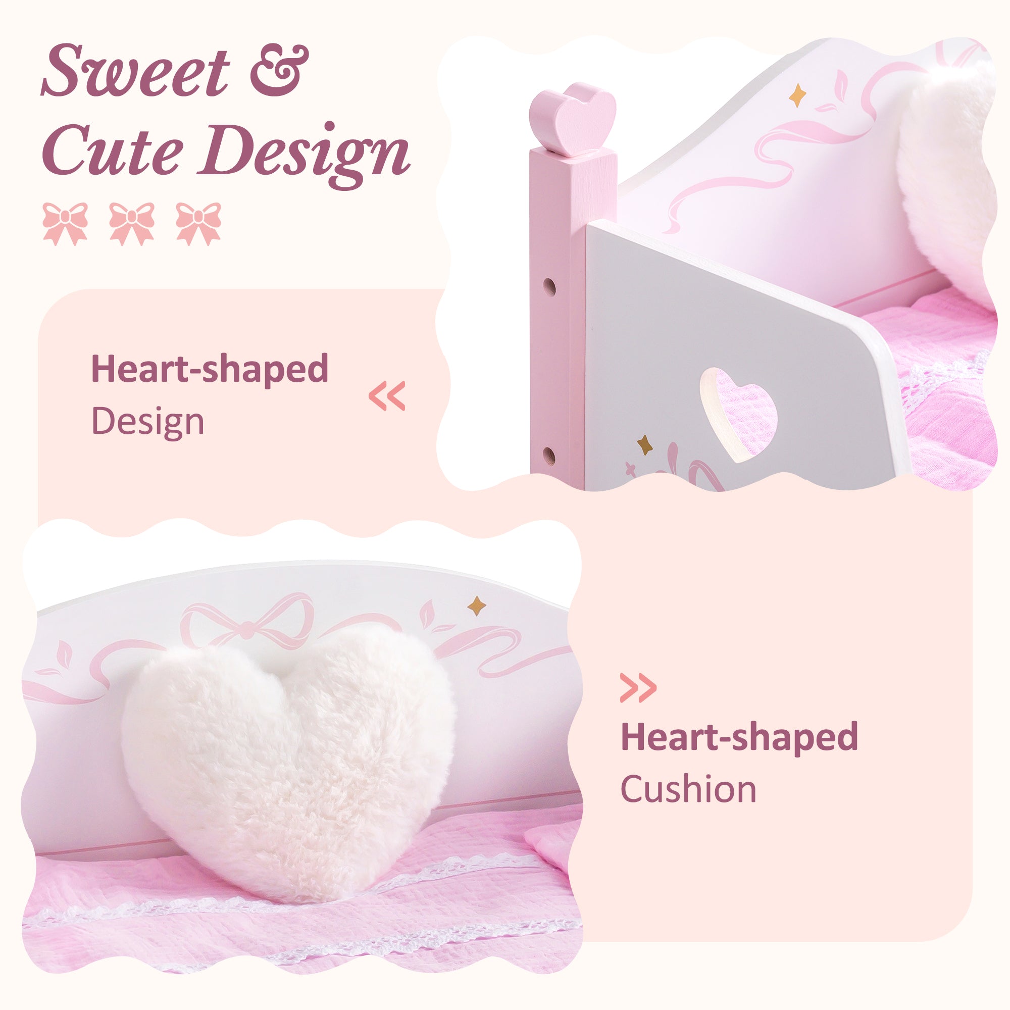 ROBUD Wooden All-in-One Baby Doll Doll Bunk Bed Sofa with Mattress	