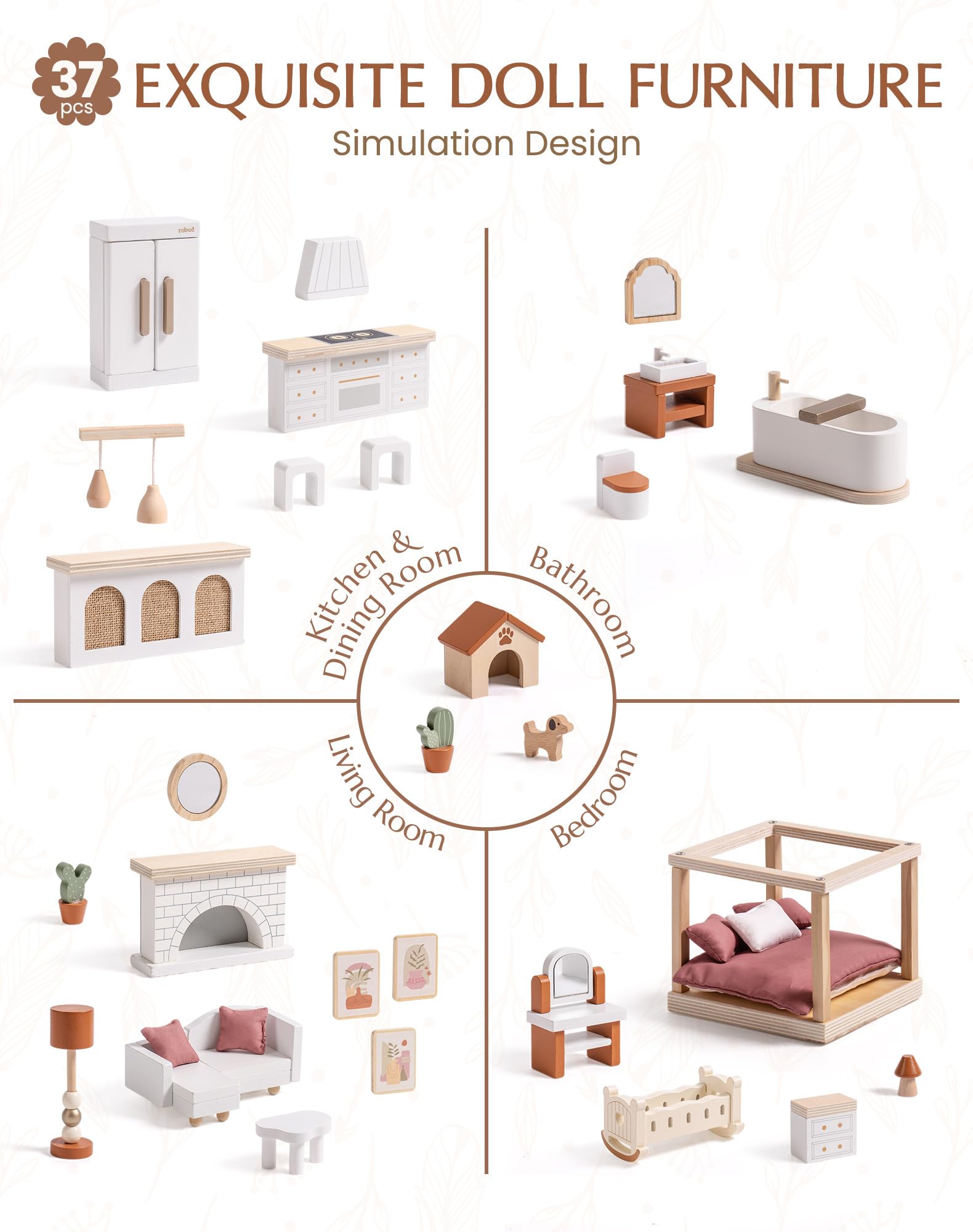 ROBUD Wooden Dollhouse - Bohemian