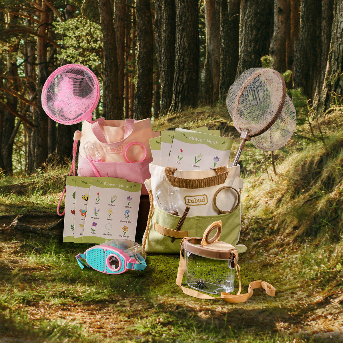 ROBUD Dual Kids Outdoor Explorer Kit - Pink & Green | Robotime