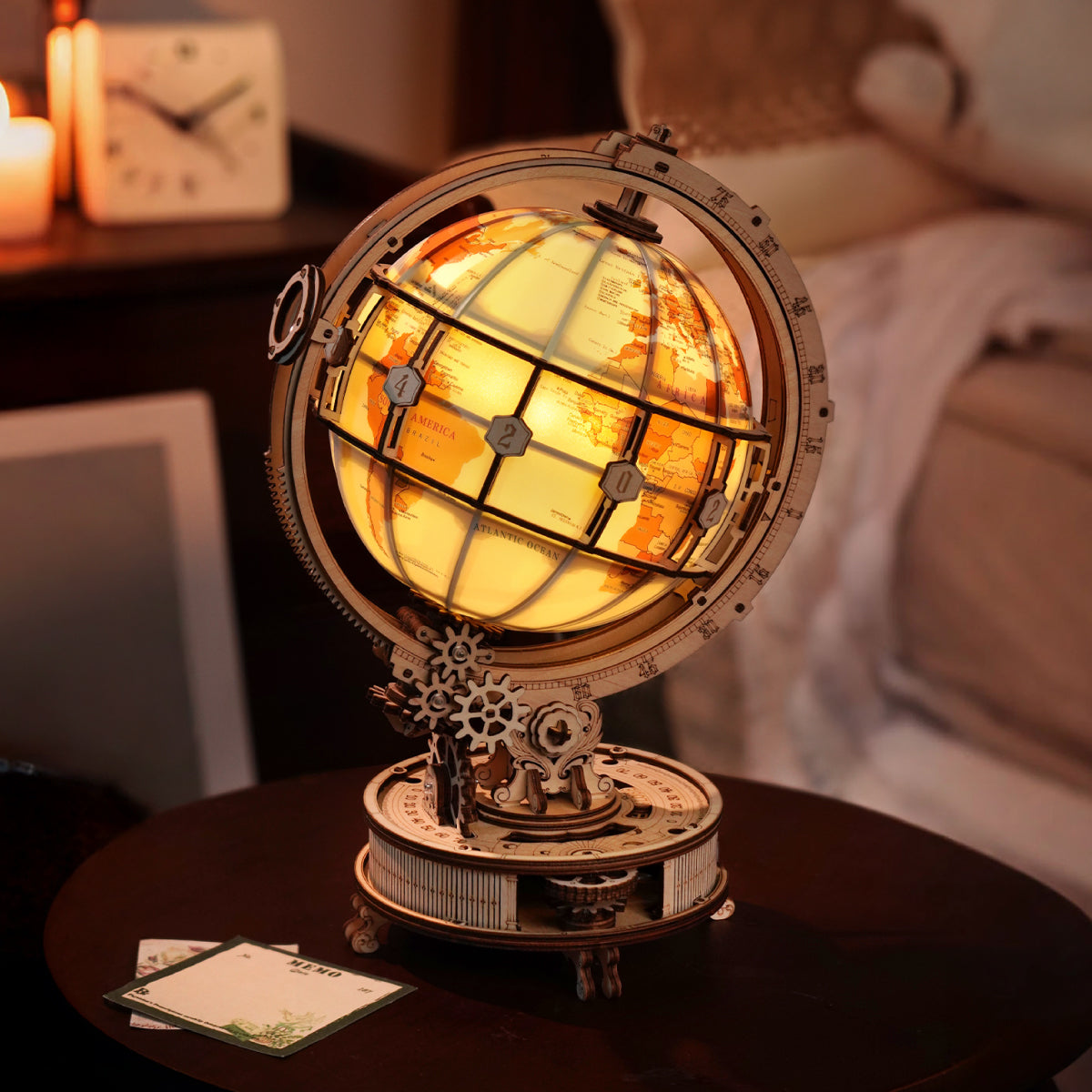ROKR Luminous Globe Wooden 3D Puzzle ST003D (Electric Version
