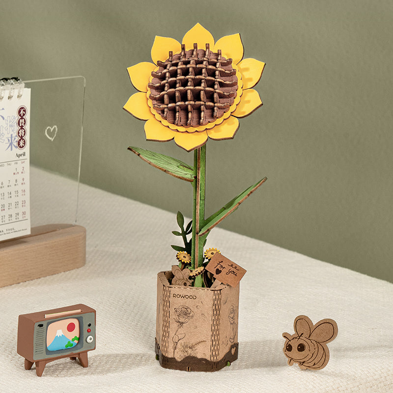 ROBOTIME Bouquet Fiori Finti In Legno 3D - Set Costruzione Con Rosa, Giglio E Cesto, Regalo Per San Valentino