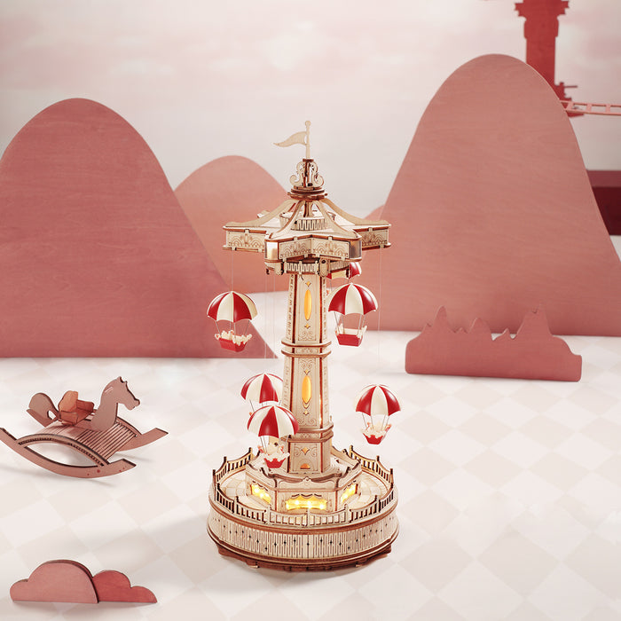 ROKR Parachute Tower DIY Music Box 3D Wooden Puzzle | Robotime