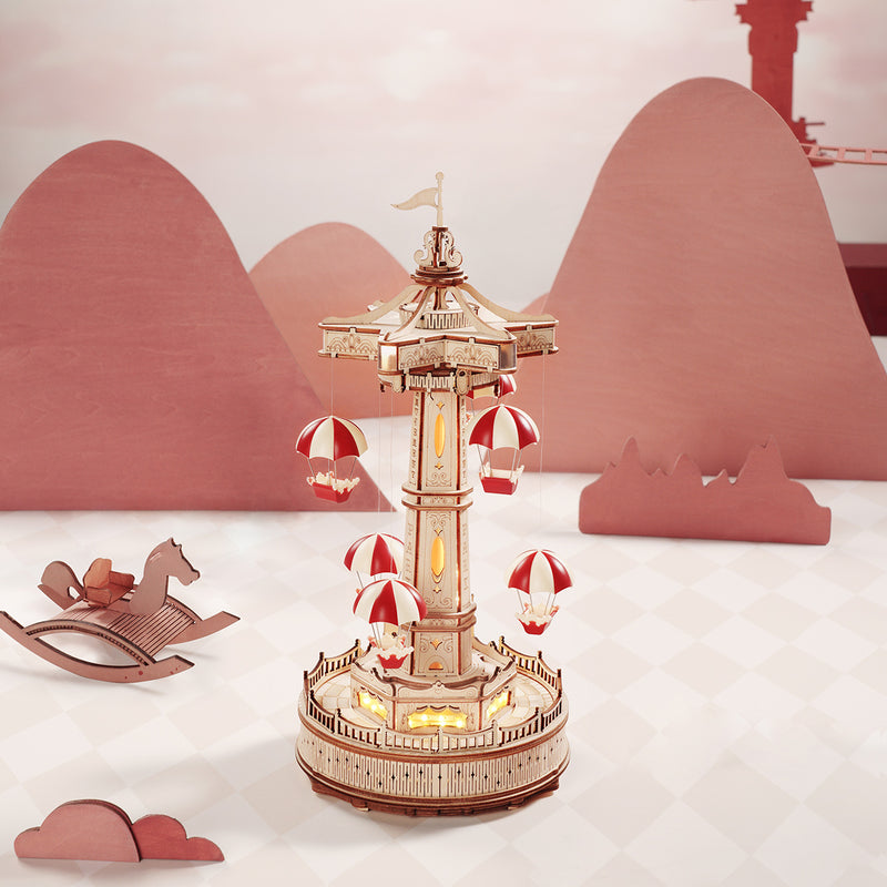 ROKR Parachute Tower DIY Music Box 3D Wooden Puzzle | Robotime
