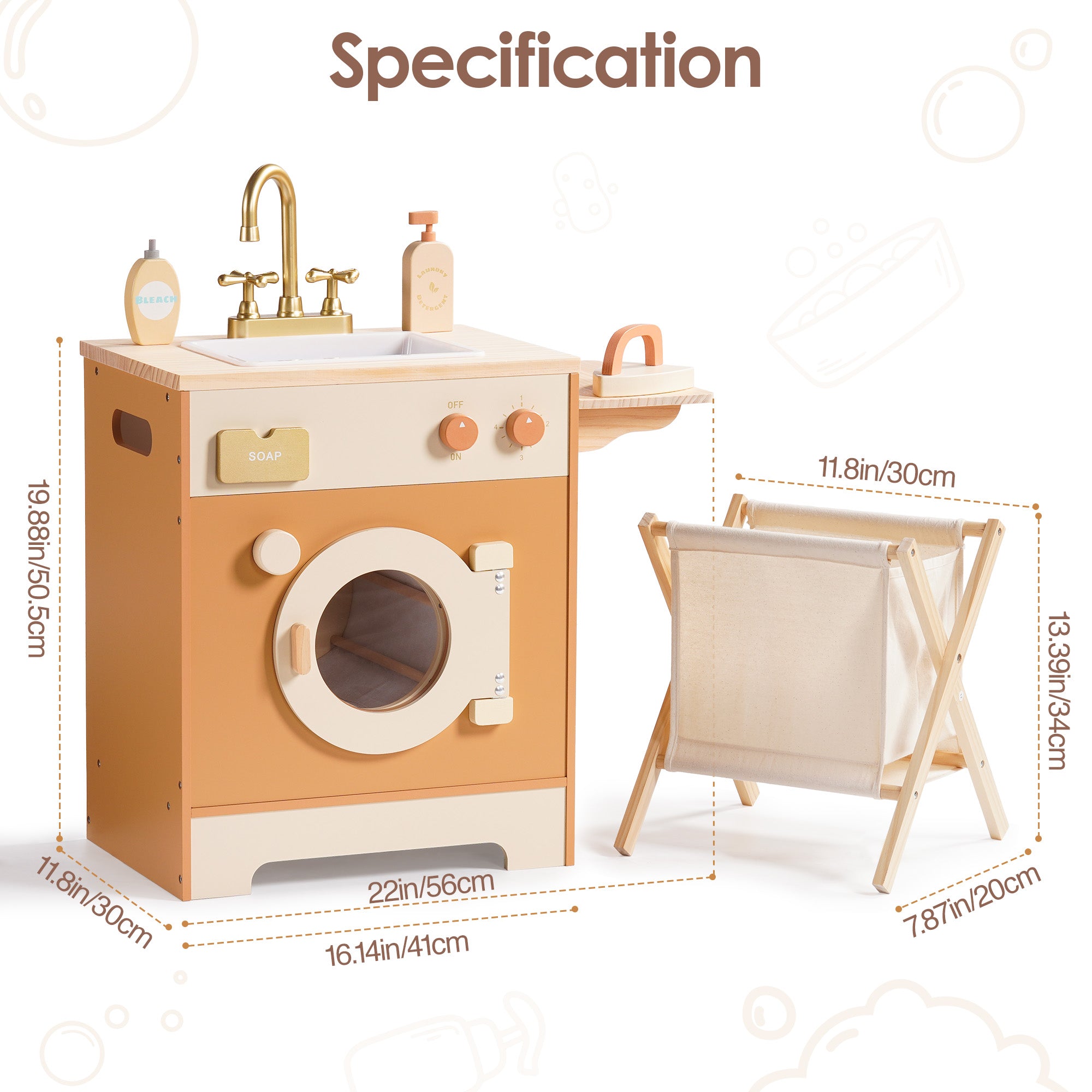 Robud Wooden Laundry Playset - Caramel	