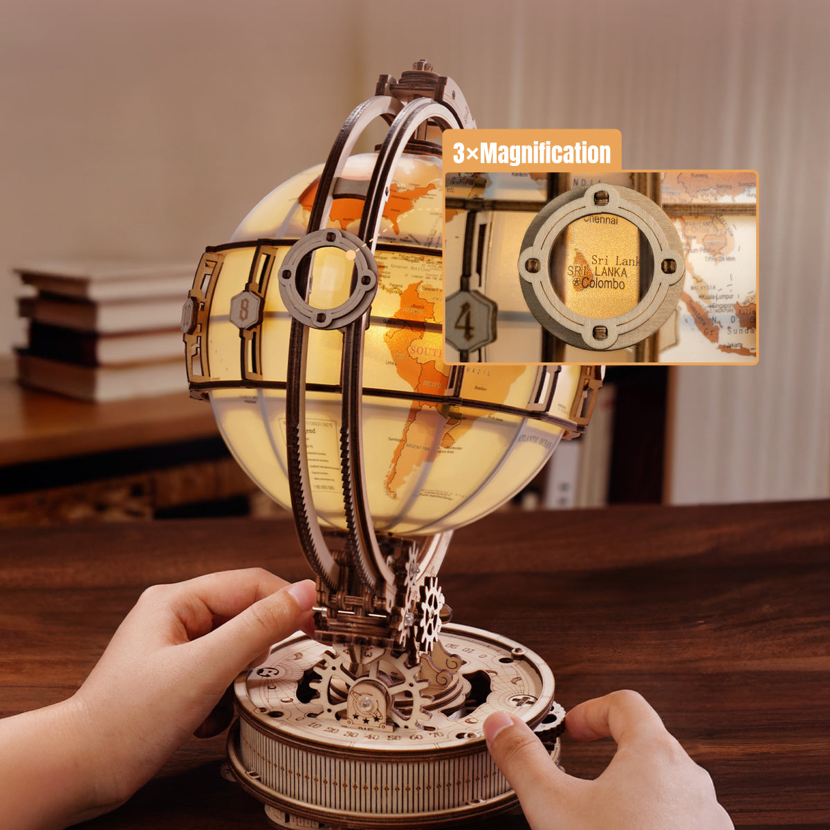 ROKR Luminous Globe Wooden 3D Puzzle ST003D (Electric Version