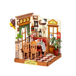 Rolife Champs-Élysées Bistro Miniature House DS053 DIY miniature house kit, product front view on neutral background