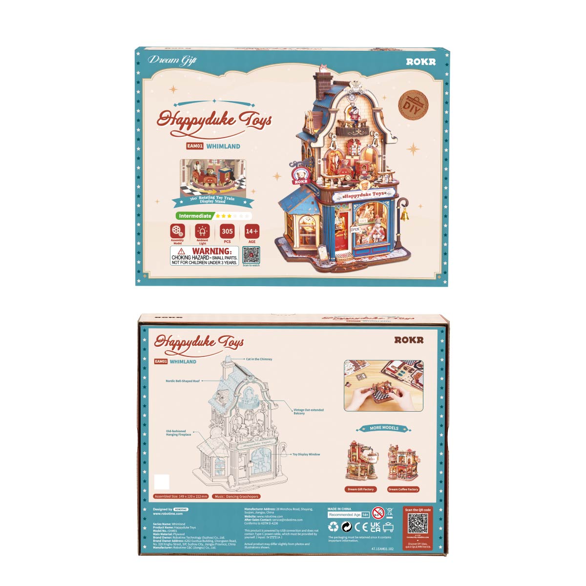ROKR Happyduke Toys EAM01 product box front and back packaging