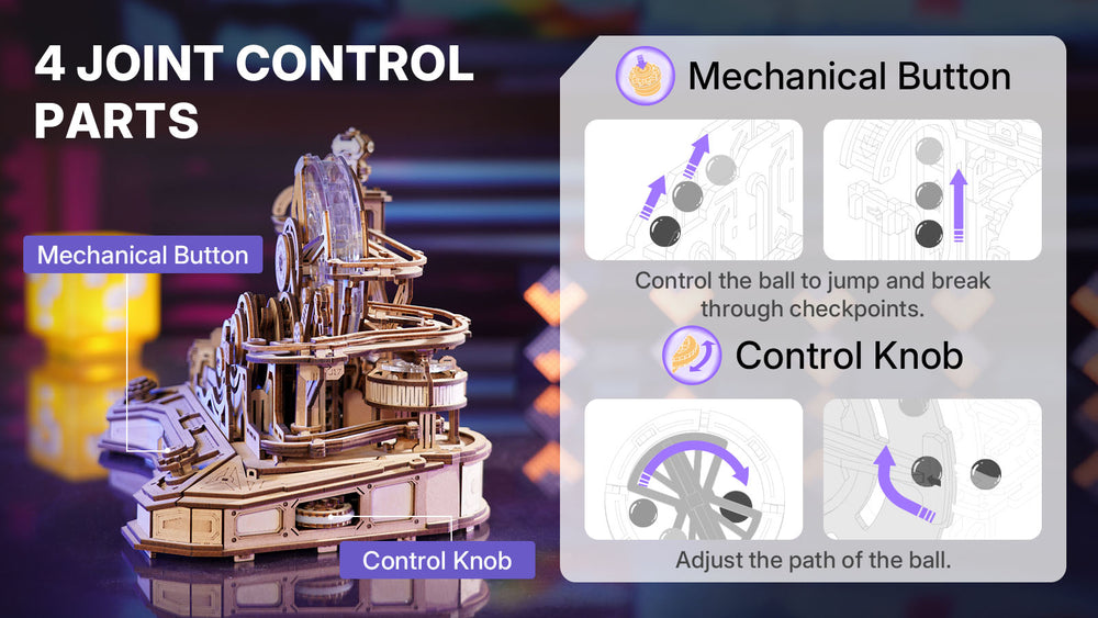 ROBOTIME Gear Ball Challenge EGC01 3D-puzzel, mechanische labyrint-set, 653 delen, brug voor volwassenen en jongeren, videogame-controller-design