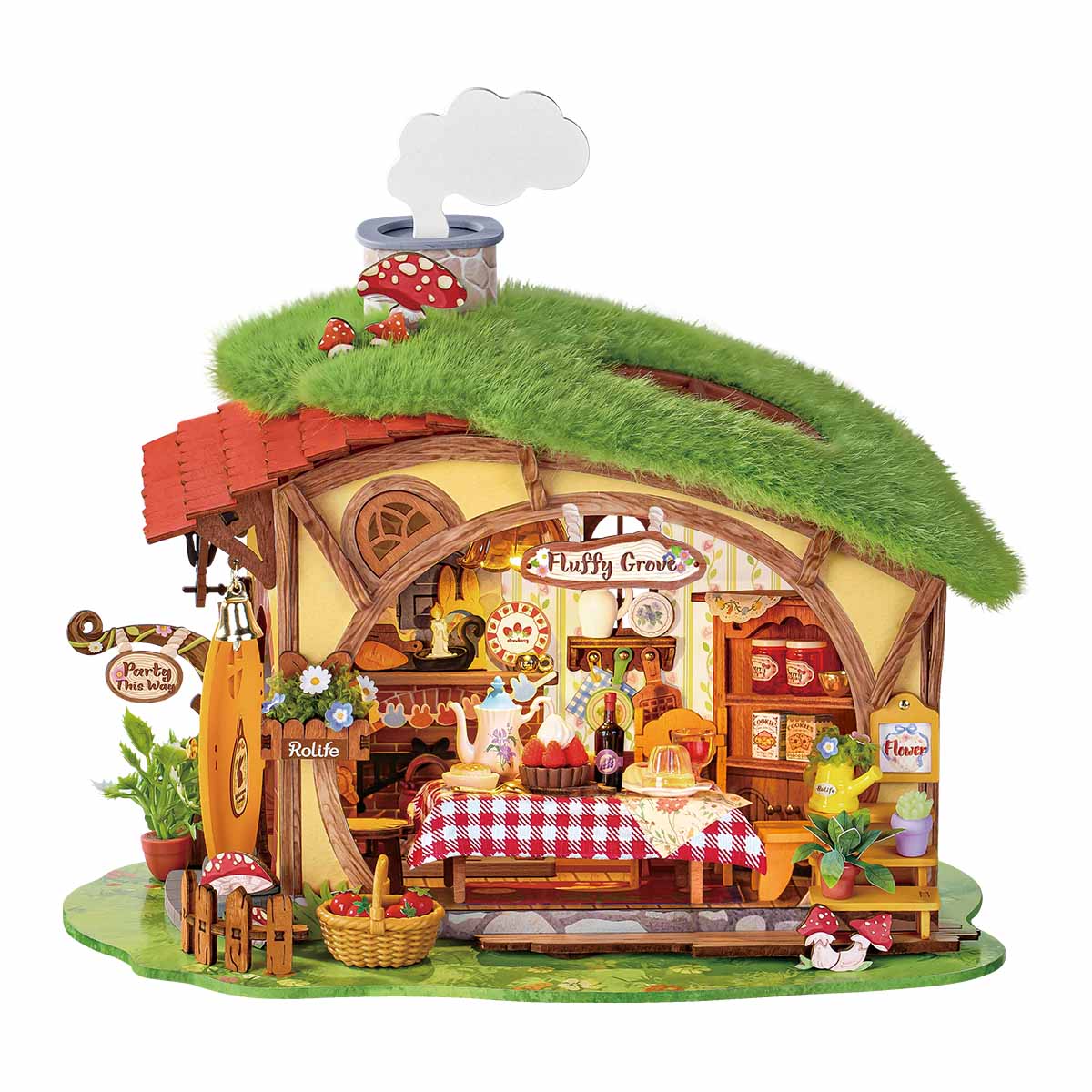 Rolife Fluffy Grove DIY Miniature House finished model on a white background