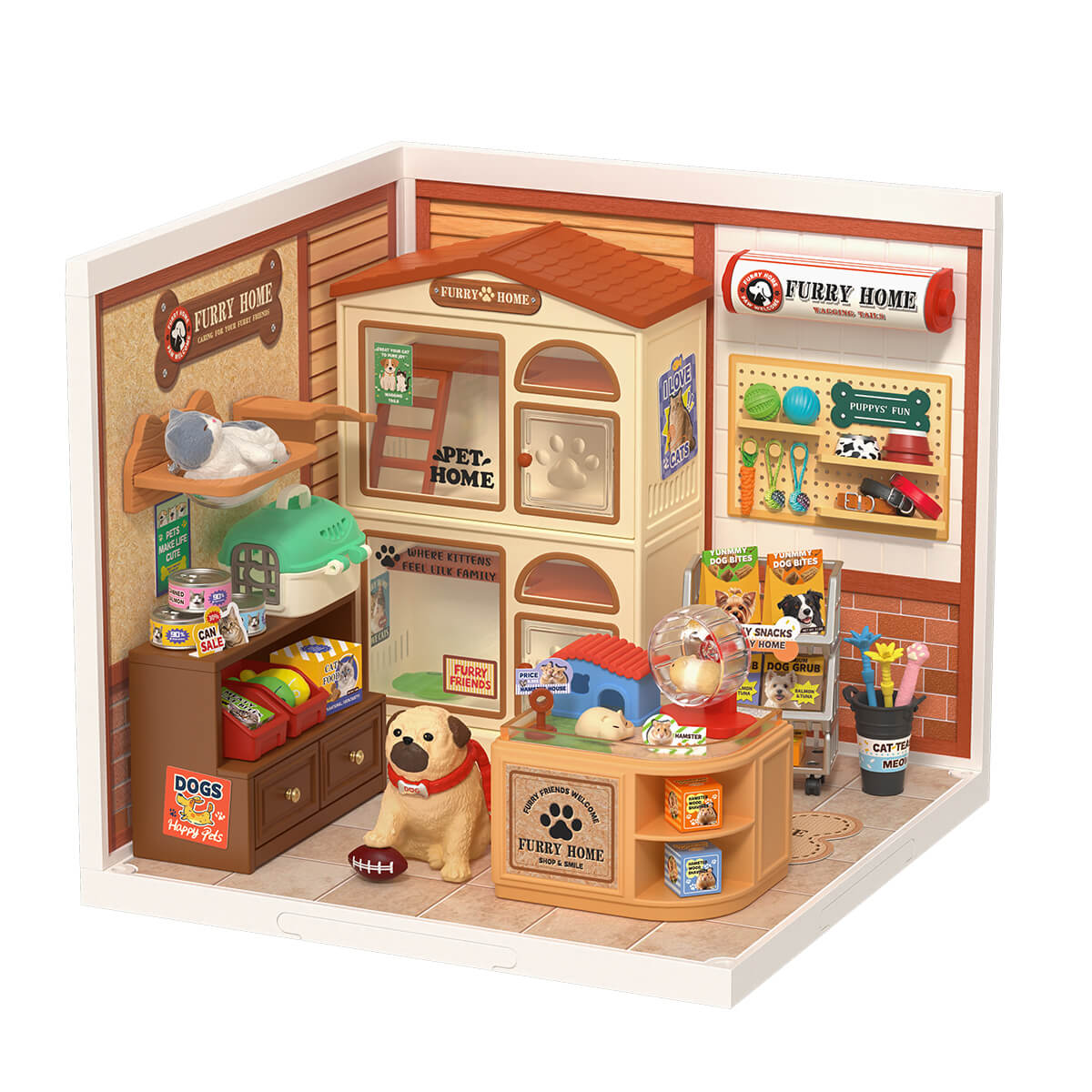 Poppenhuis in een koffertje met houten accessoires en meubels Poppenhuis in een koffertje met houten accessoires en meubels