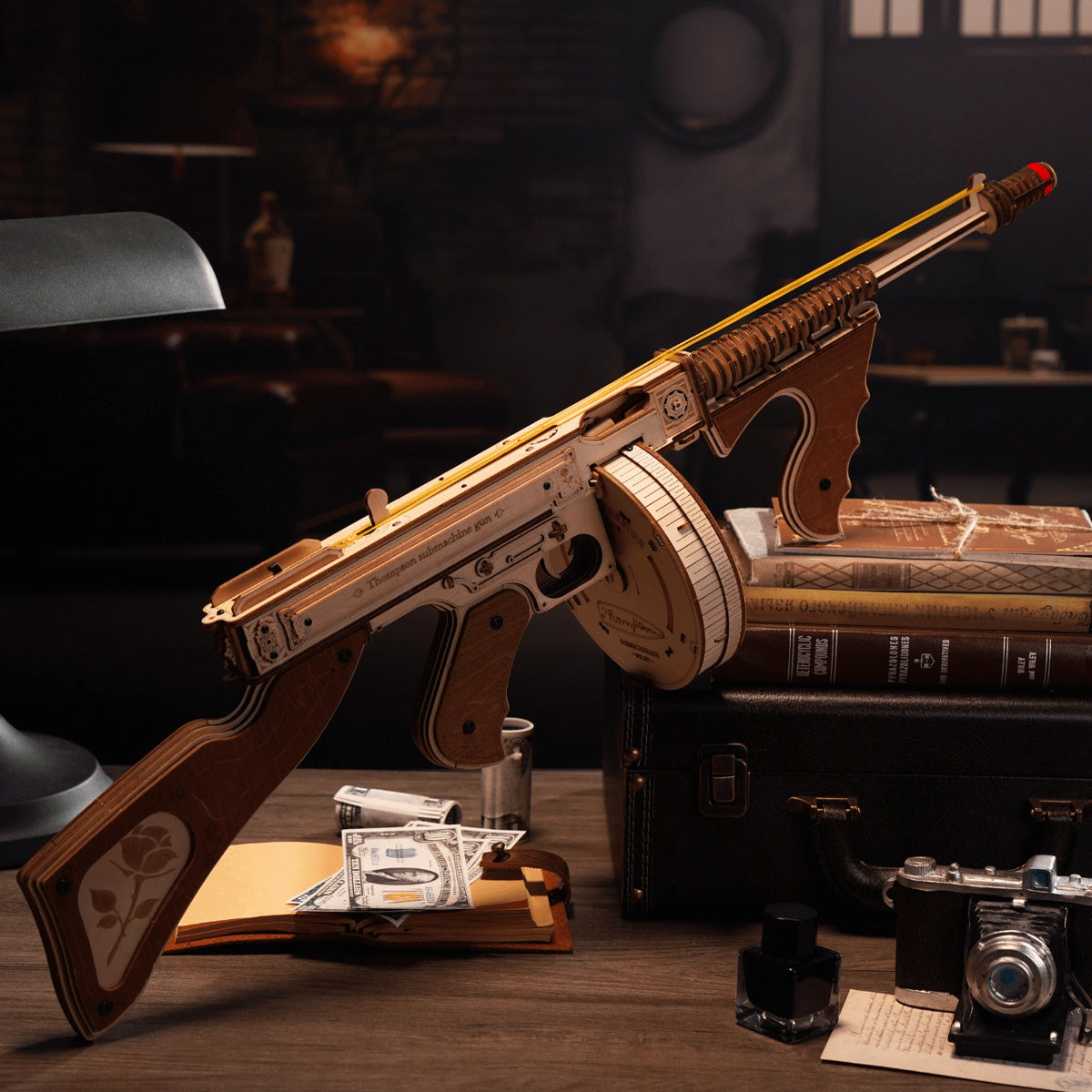 ROKR Thompson Submachine Toy Gun 3D Wooden Puzzle LQB01