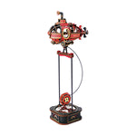 ROKR Deep-Sea Adventurer Gravity Swing MCD04 full side-view hero of red and black wooden steampunk submarine balancing on pendulum stand on white background