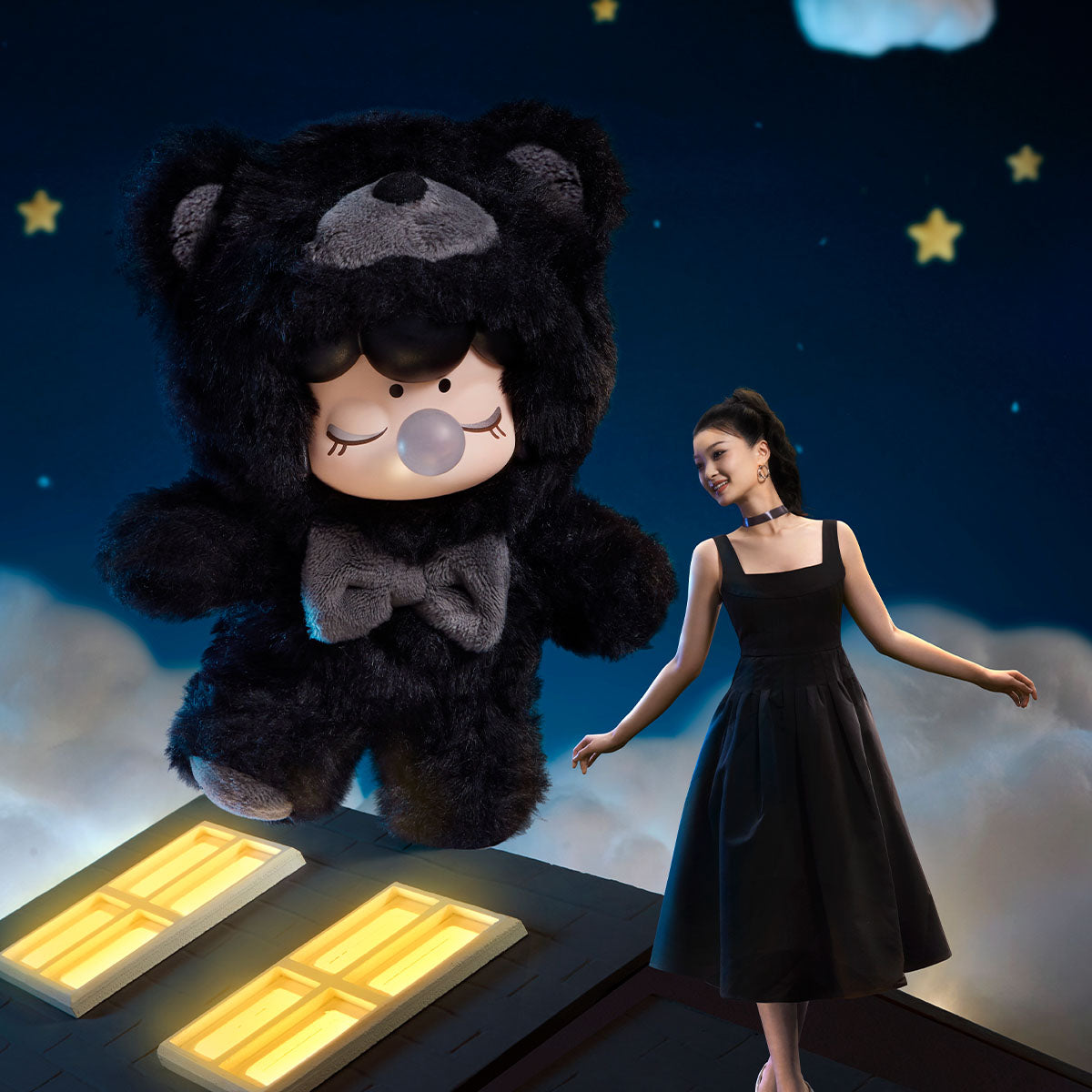 Rolife Nanci Bear Inner World black bear plush pendant lifestyle scene