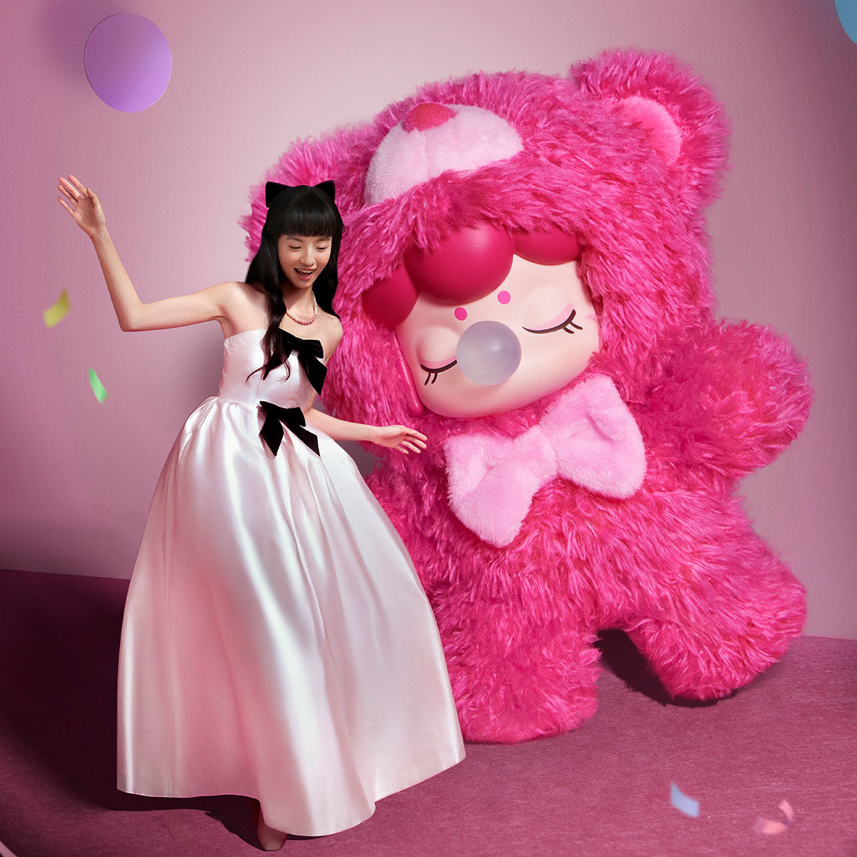 Rolife Nanci Bear Inner World pink bear plush pendant display scene
