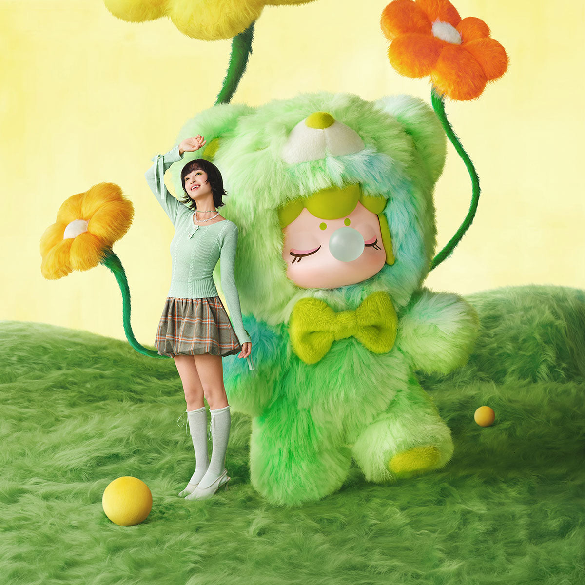 Rolife Nanci Bear Inner World green bear plush pendant garden scene