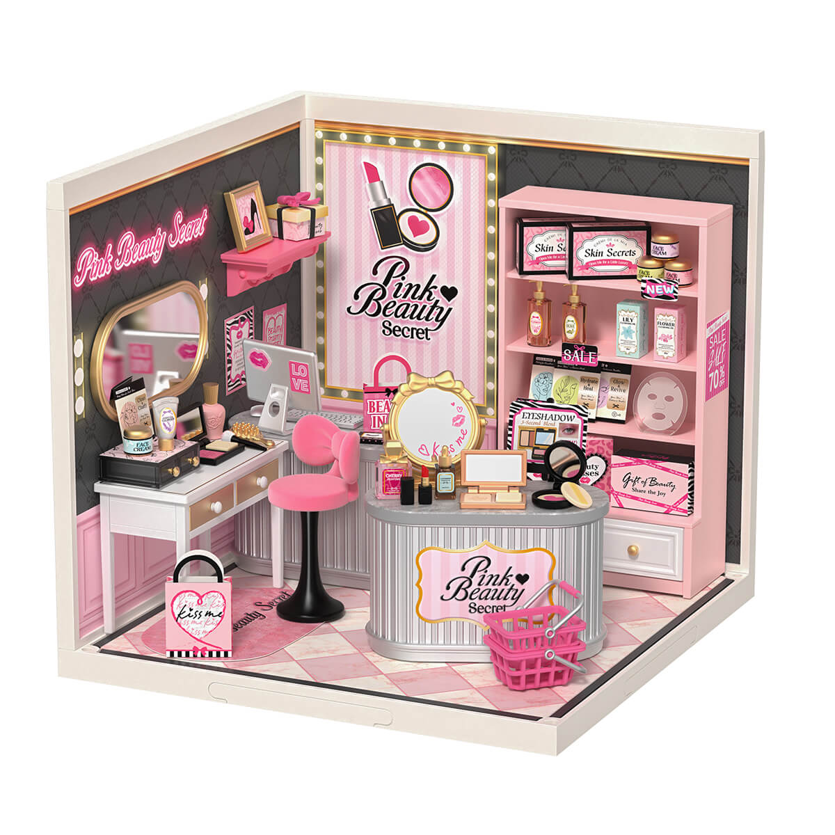 Rolife Pink Beauty Secret DIY Miniature House DW026