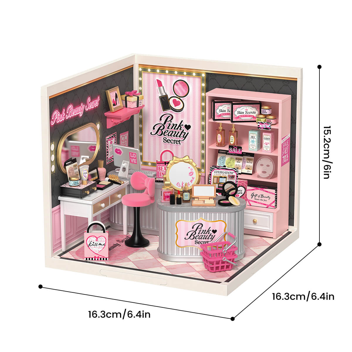 Rolife Pink Beauty Secret DIY Miniature House DW026
