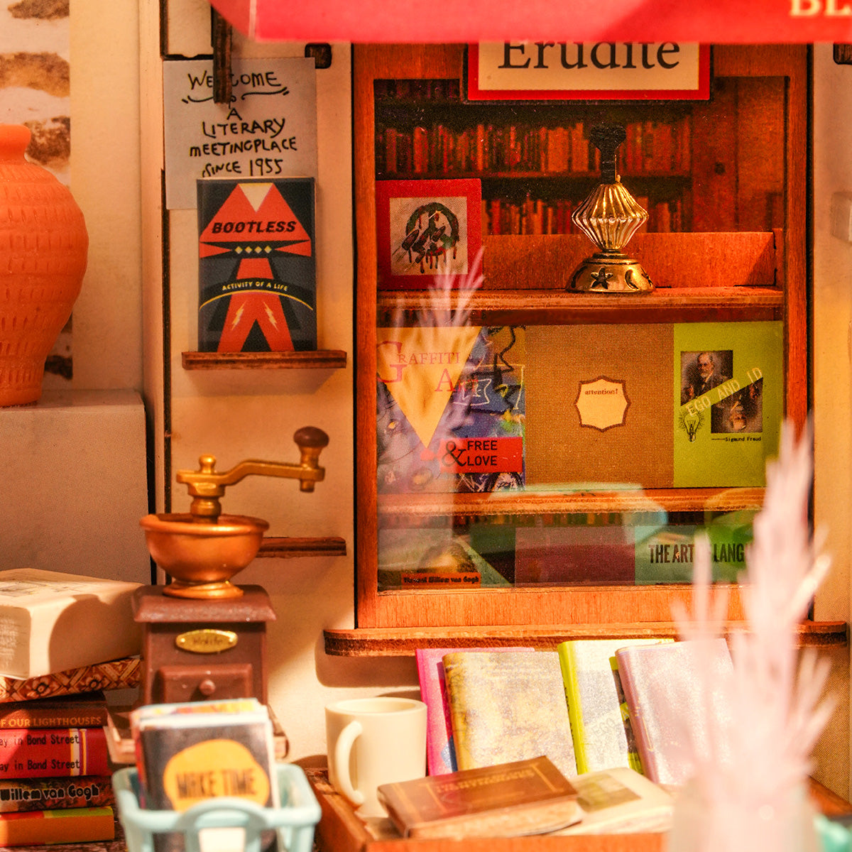 Rolife Corner Bookstore DIY Miniature House Kit DG164 | Robotime