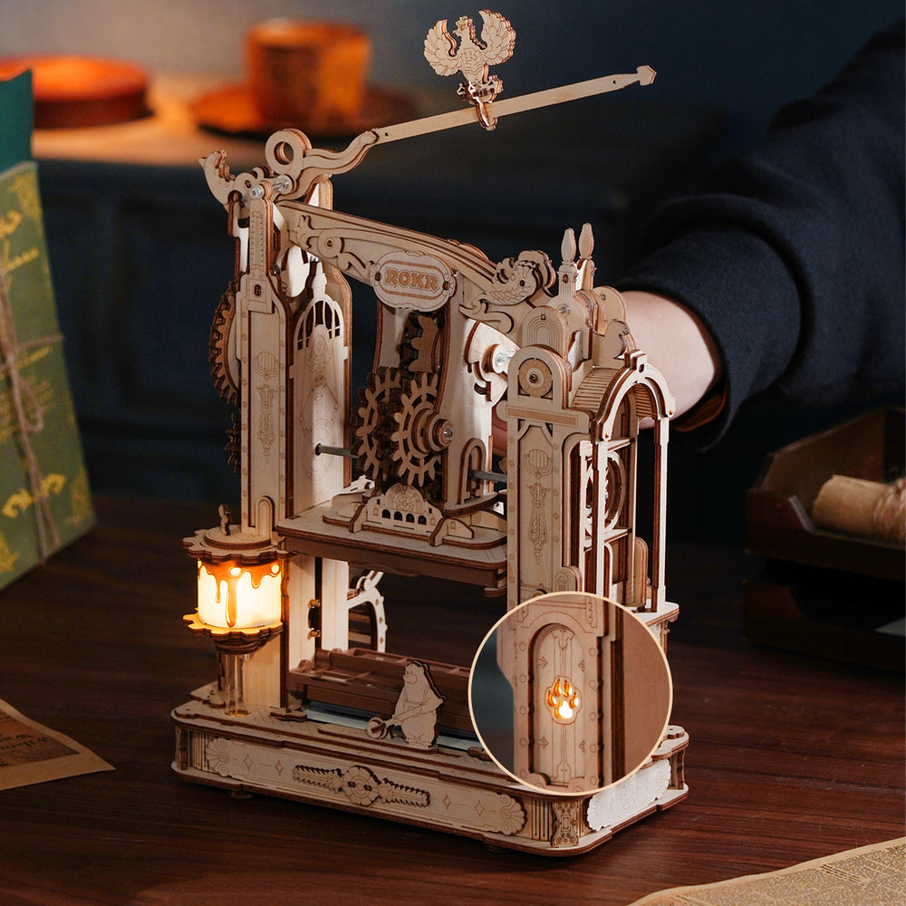 ROKR Maquette en Bois a Construire Puzzle en Bois 3D Presse à Imprimer Classique, Cadeaux pour Adultes et Enfants, Classic Printing Press, LK602
