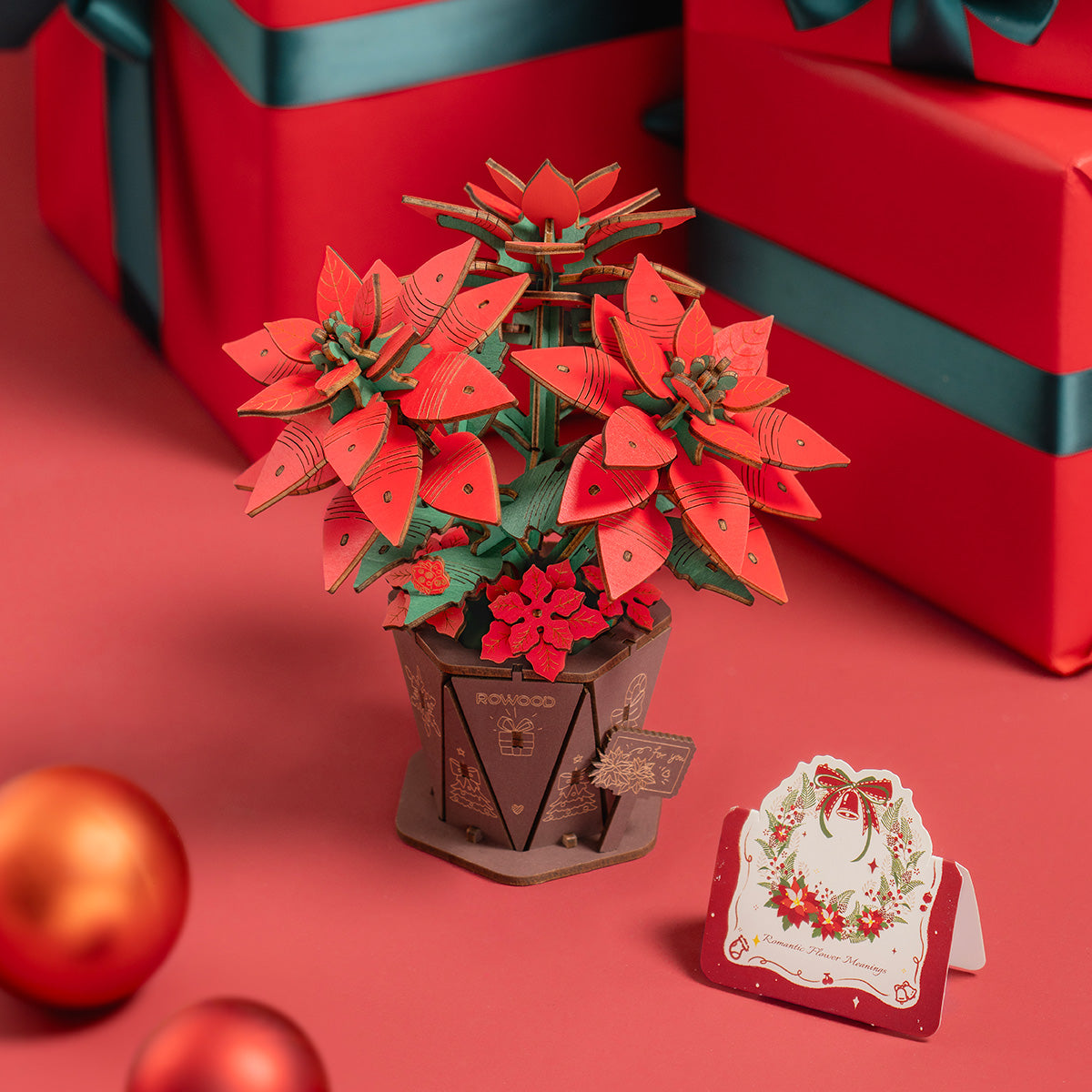 Rowood Poinsettia DIY Flower Bouquet 3D Wooden Puzzle TF001