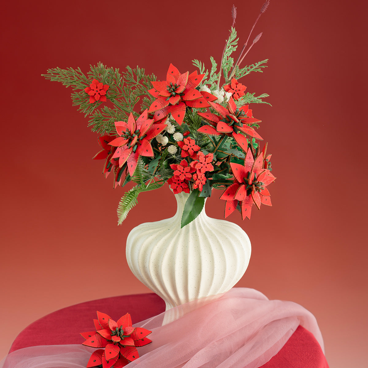Rowood Poinsettia DIY Bloemenboeket 3D Houten Puzzel TF001