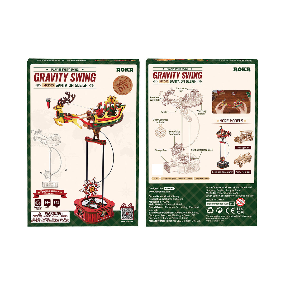 ROKR Santa on Sleigh Pendulum Balance Toy 3D Puzzle MCD05 | Robotime