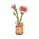 Rowood Pink Carnation DIY Houten Bloem 3D Puzzel TW051