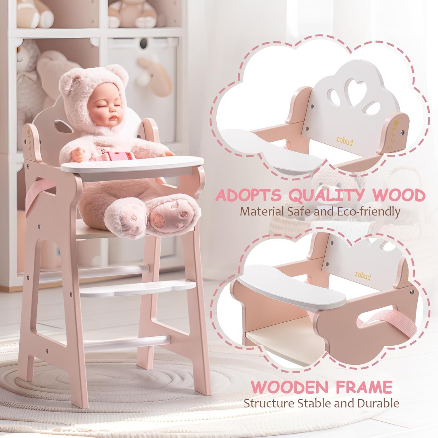 Ever After High Dolls Robotime Wooden Doll Cradle Rocking Baby