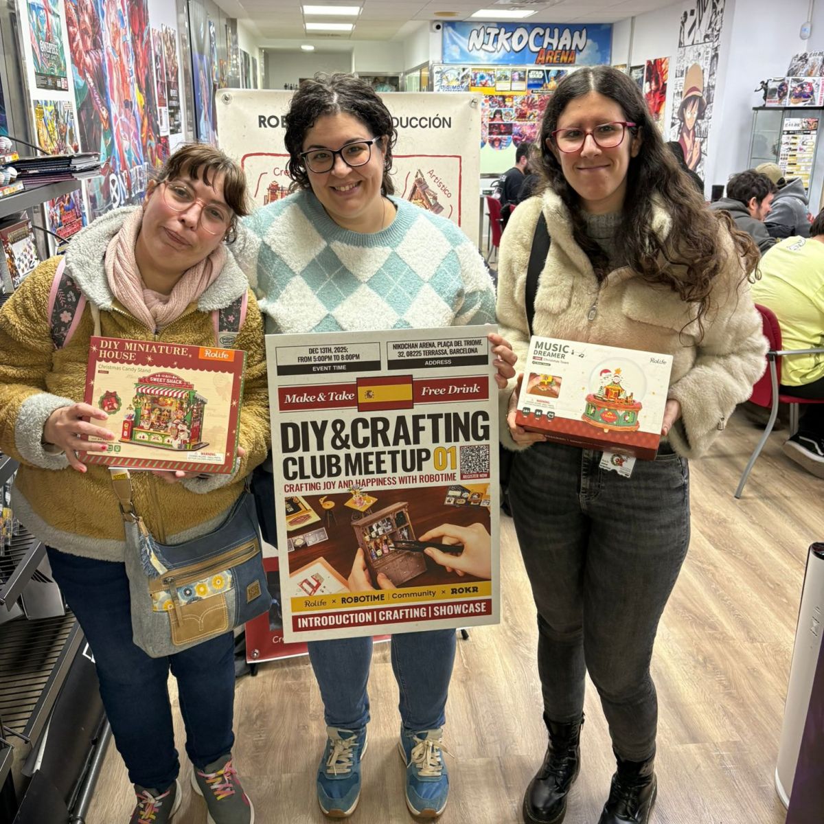 Wendy and happy guests with their Candy Stand and Christmas Town kits