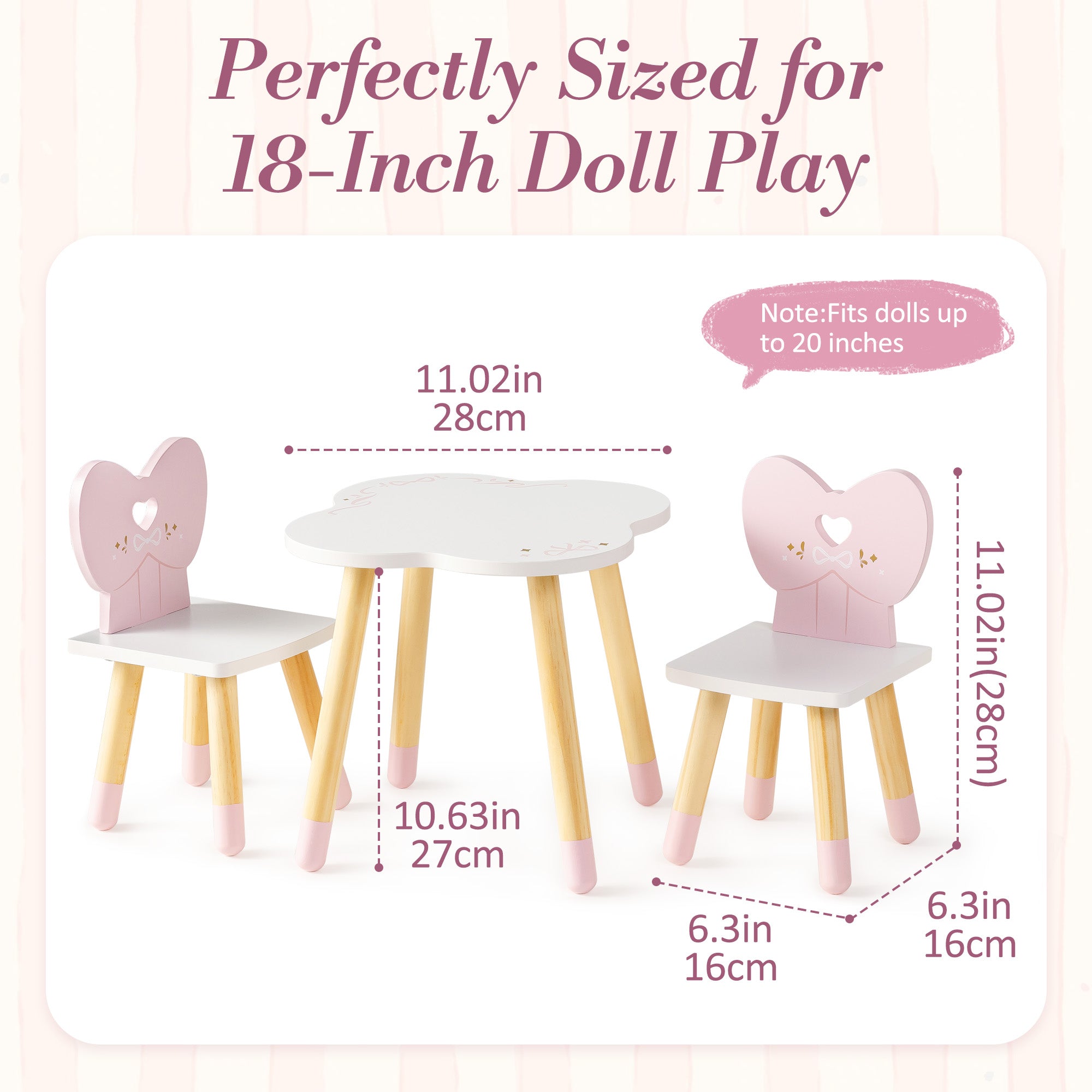 ROBUD 18 Inch Dolls Table Chairs Set	