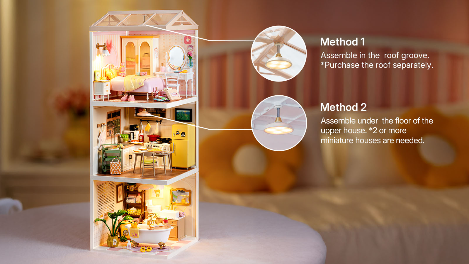 Rolife Lovely Pink Bedroom DIY Miniature House DW016 | Robotime