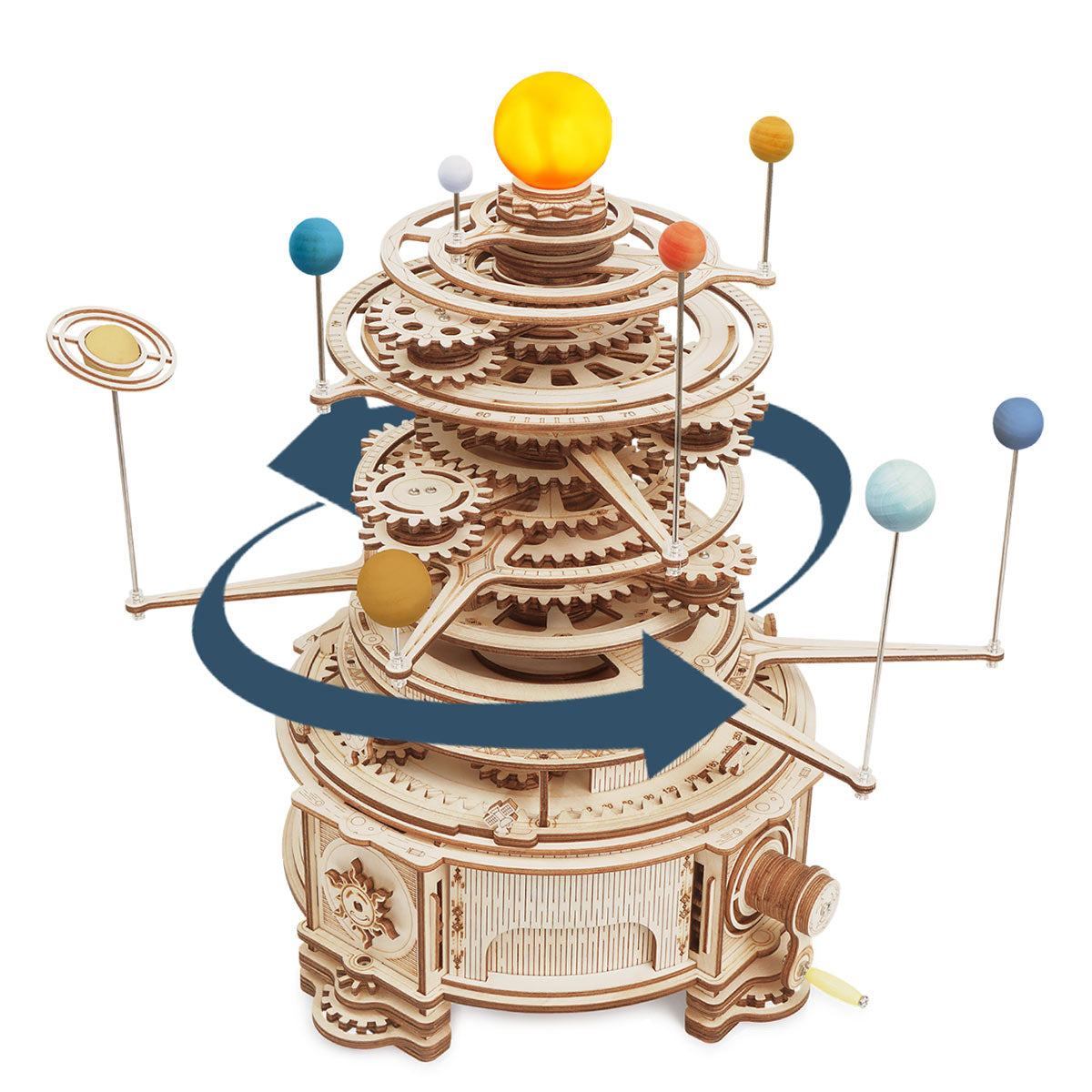 ROKR, Mechanical Orrery, ST001, 3D wooden orrery puzzle, front view