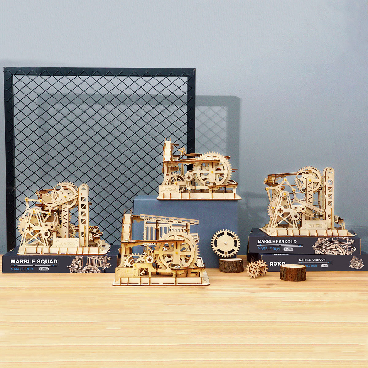 ROBOTIME Marble Run Spaceport – 3D Houten Puzzel – Elektrisch & Handmatig – 6 Niveaus – Voor Volwassenen & Jongens