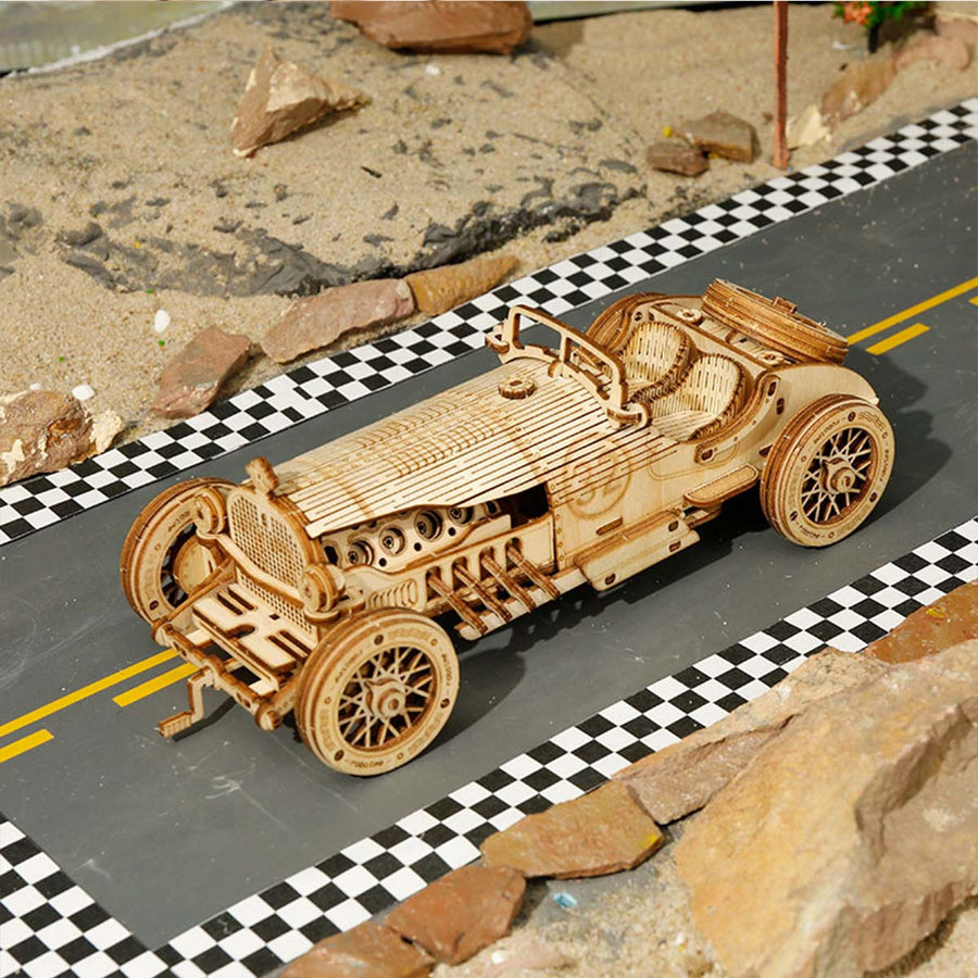 ROKR Grand Prix Auto Maßstabsmodell 3D Holzpuzzle MC401