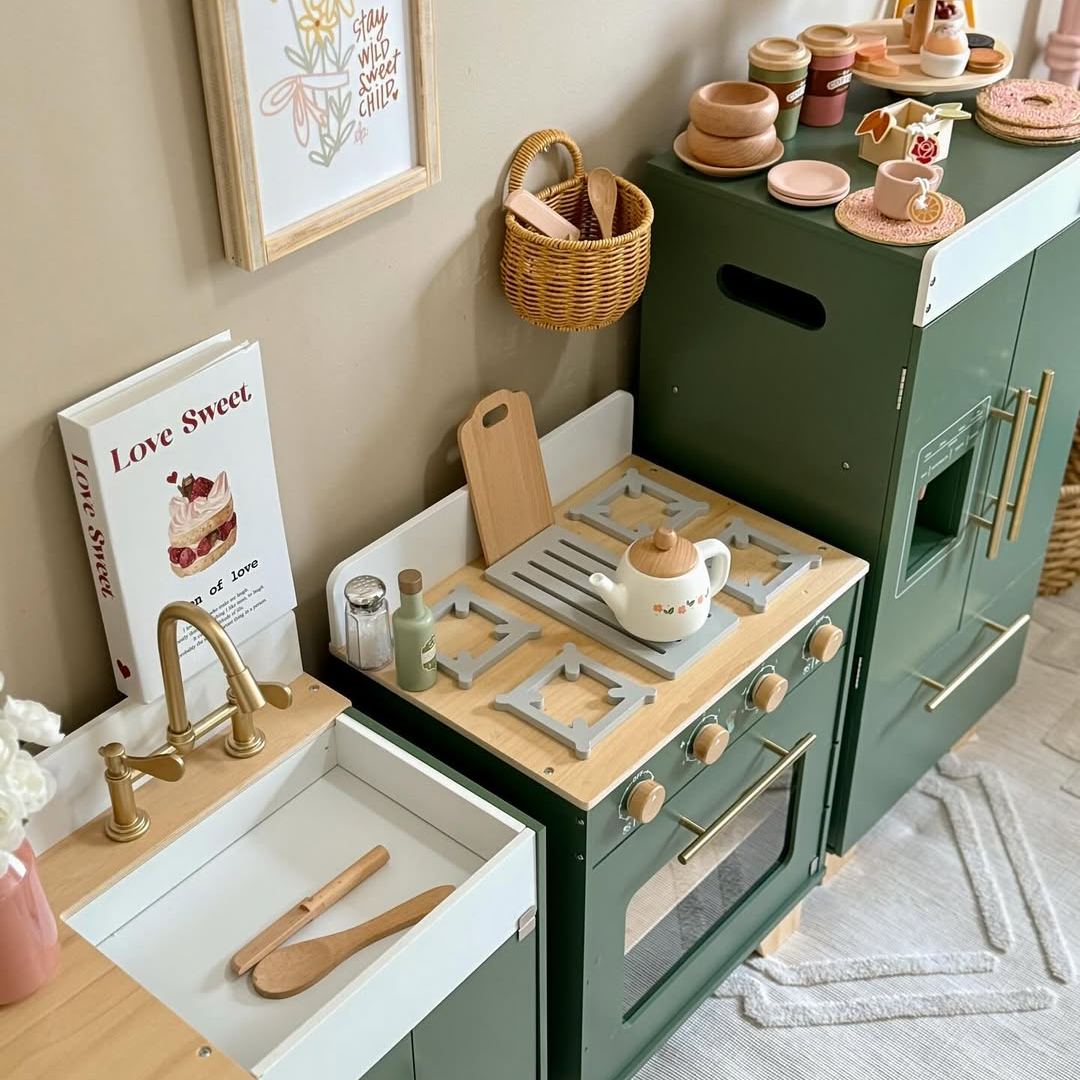 ROBUD Wooden Kids Kitchen Playset Series -  Vintage Green	