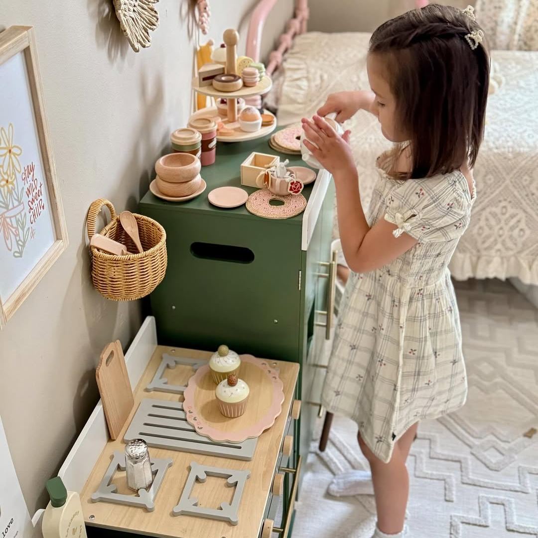 ROBUD Wooden Kids Kitchen Playset Series -  Vintage Green	