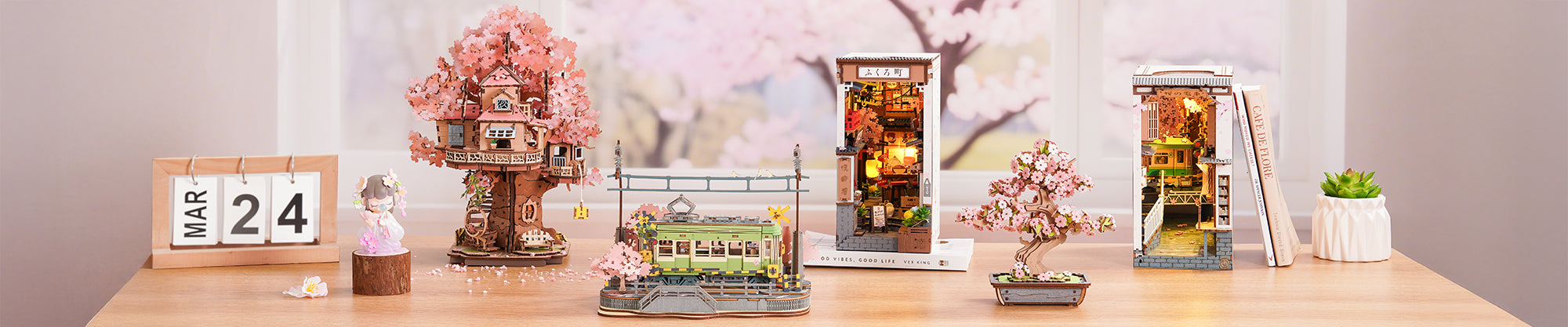 Rolife Cherry Blossoms-Themed 3D Puzzle Kits | Robotime