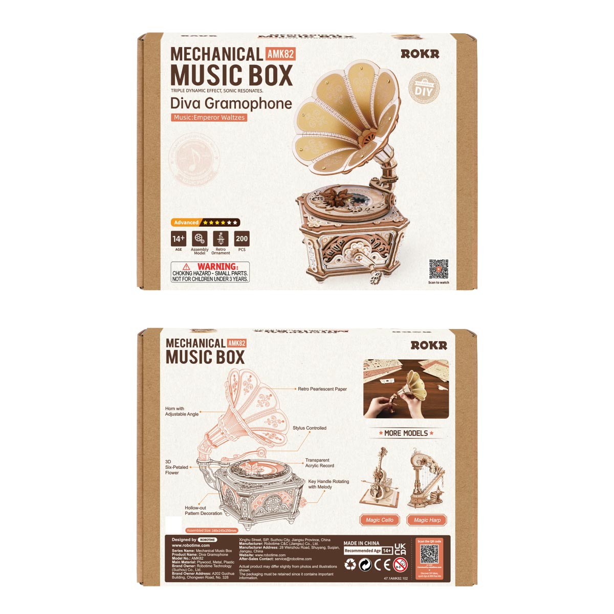 ROKR Diva Gramophone Music Box Wooden 3D Puzzle AMK82 | Robotime