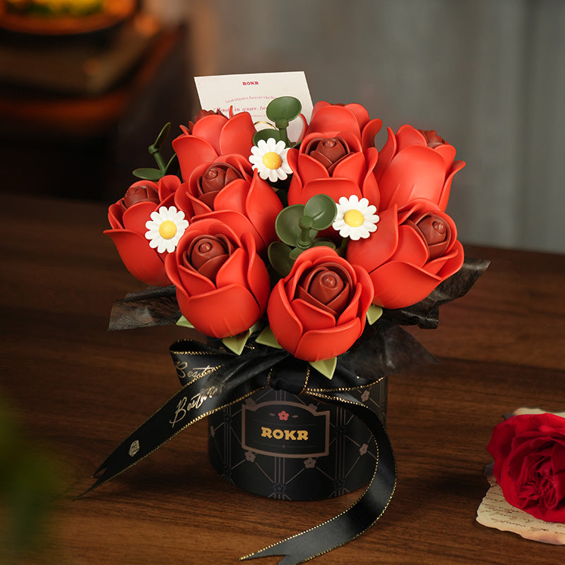 ROKR Red Rose Bouquet DIY 3D Puzzle AF02J | Robotime Online
